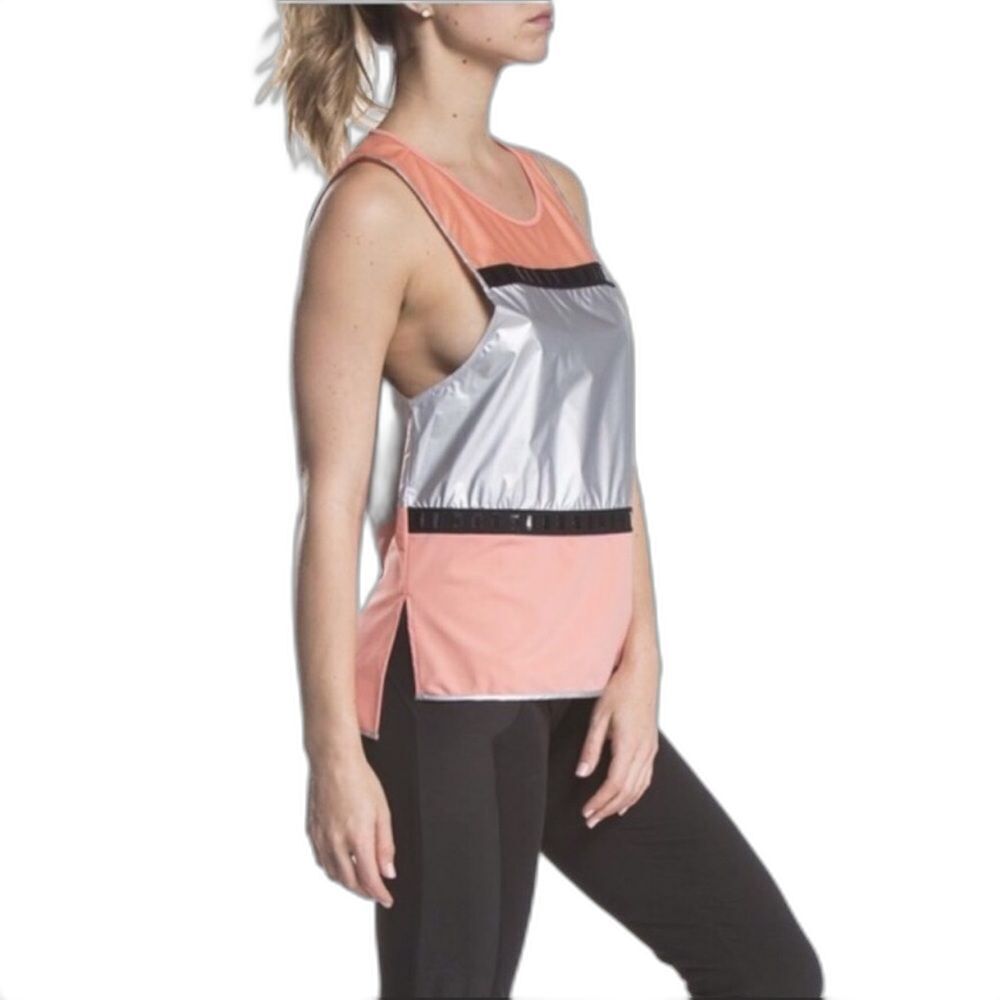 Lime & Vine Coral Orange Mesh Activewear Tank Top XS